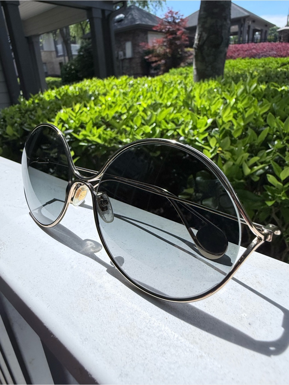 Gucci Gold Wireframe Pearl Sunglasses - Picture 3 of 11